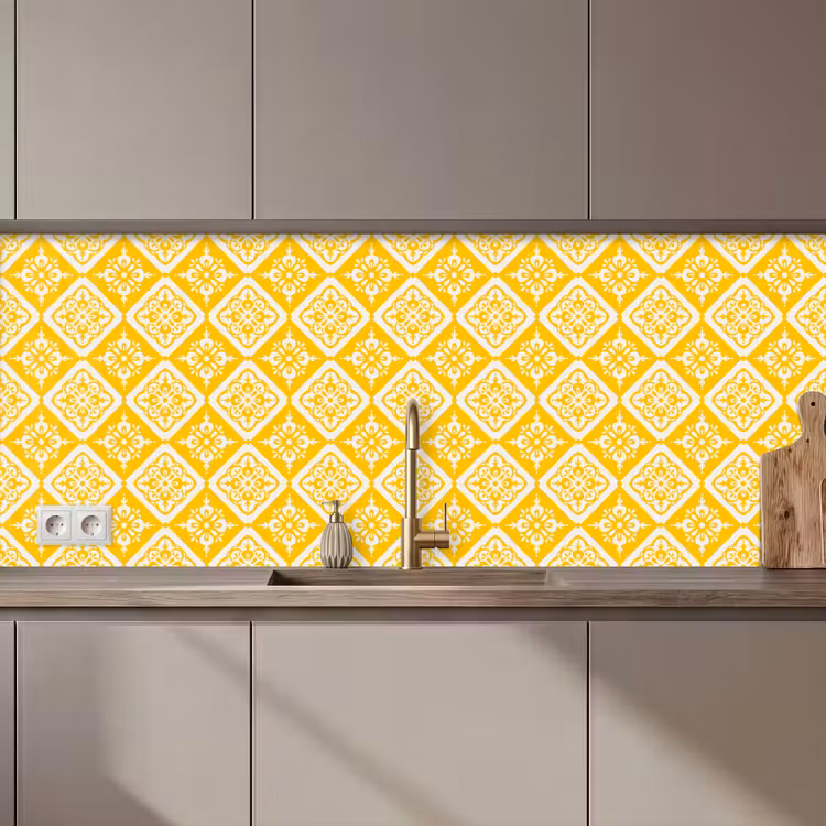 Mozaïek - Vintage - Geel - Patronen keuken achterwand 2 middel 871 zz_3dshopping
