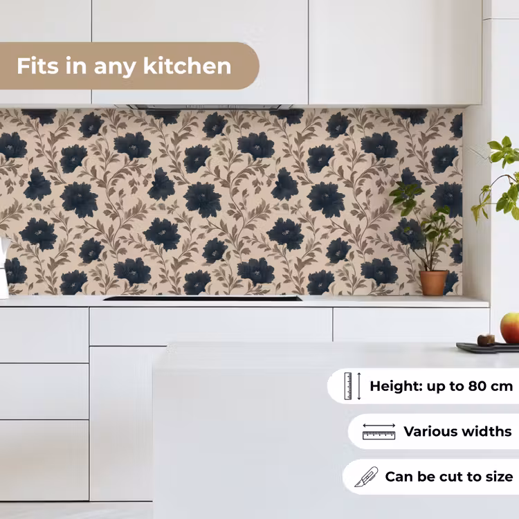 Motief - Bloemen - Zwart - Beige keuken achterwand 2 middel 871 -sfeer4_UK