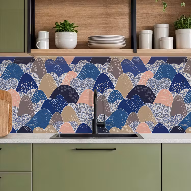 Berg - Pastel - Japans - Patronen keuken achterwand 2 middel 871 -sfeer3