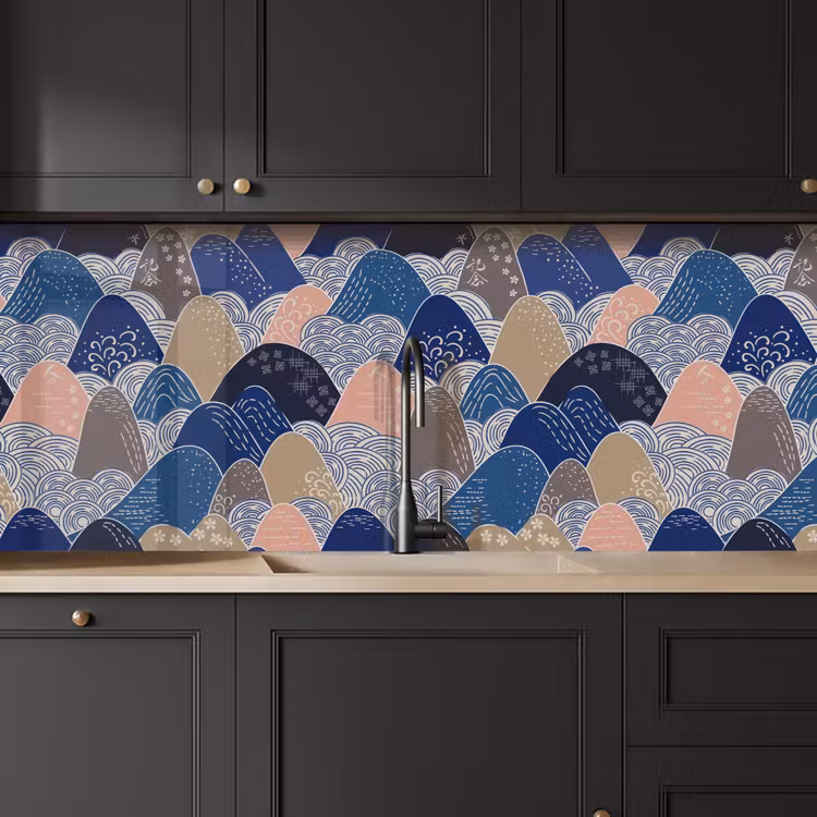 Berg - Pastel - Japans - Patronen keuken achterwand 2 middel 871 -sfeer1
