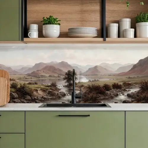 Berglandschap - Meer - Bergen - Vallei - Klassiek keuken achterwand 2 middel -sfeer3