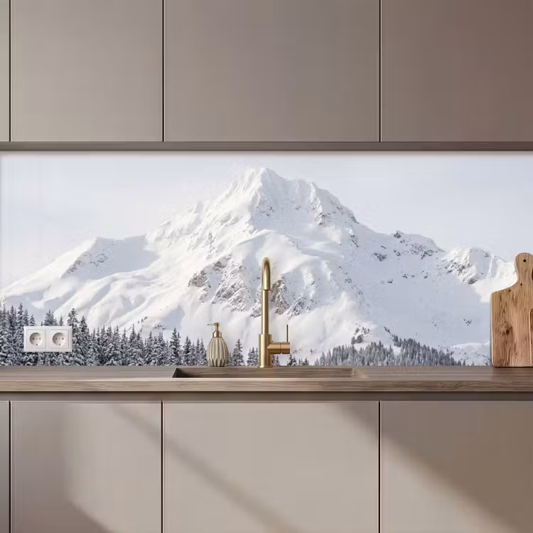 Berg - Sneeuw - Winter - Natuur - Wit keuken achterwand 2 middel zz_3dshopping