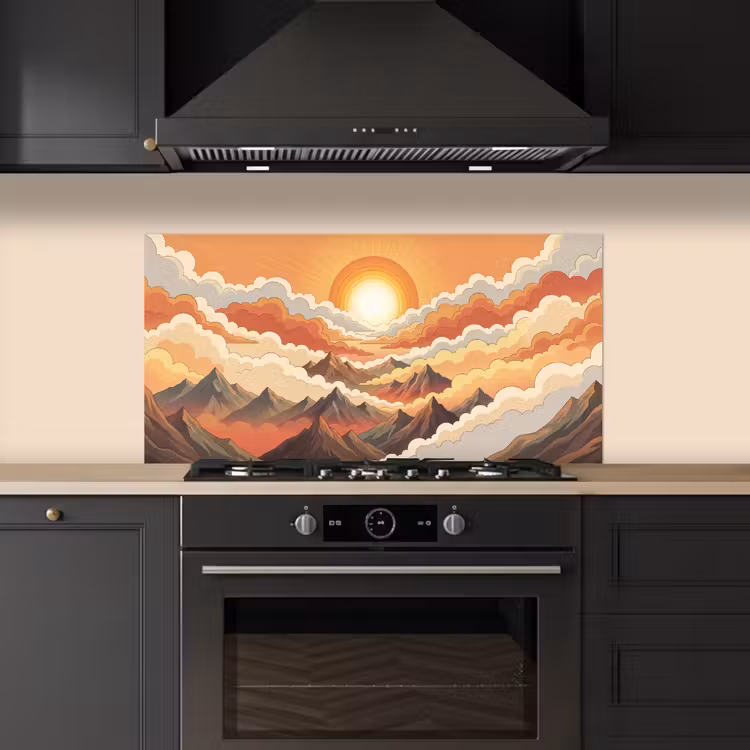 Bergen - Wolken - Natuur - Zonsopgang - Oranje keuken achterwand spatscherm middel -sfeer1