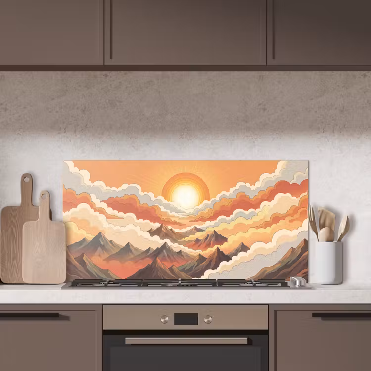 Bergen - Wolken - Natuur - Zonsopgang - Oranje keuken achterwand spatscherm middel -sfeer2