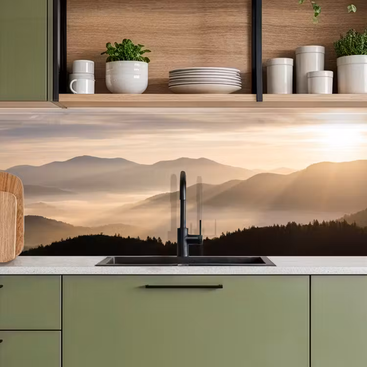 Bergen - Mist - Zonnestralen keuken achterwand 2 middel -sfeer3