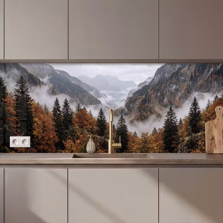 Bergen - Vallei - Mist - Herfst - Natuur keuken achterwand 2 middel zz_3dshopping