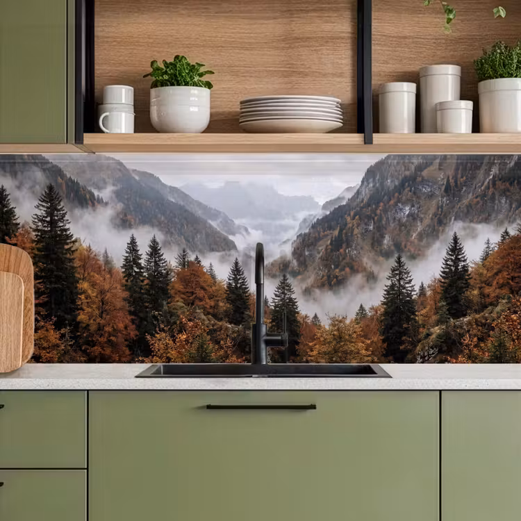 Bergen - Vallei - Mist - Herfst - Natuur keuken achterwand 2 middel -sfeer3