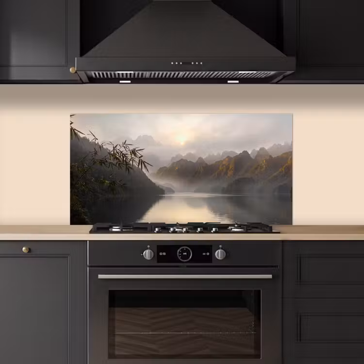 Bergen - Water - Mist - Natuur - Landschap keuken achterwand spatscherm middel -sfeer1
