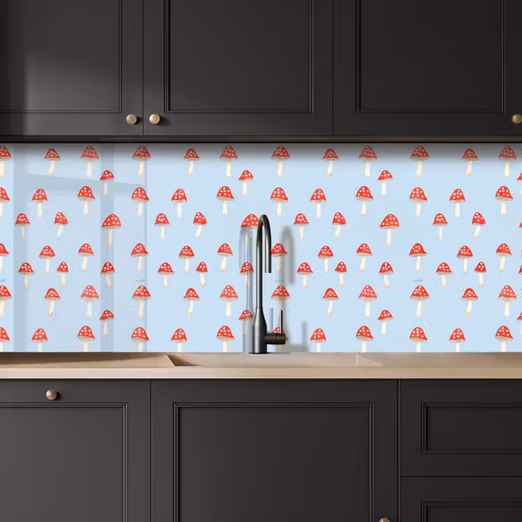 Paddenstoel -Sprookje - Blauw keuken achterwand 2 middel 871 -sfeer1