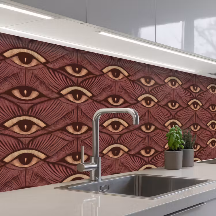 Mystiek - Ogen - Bruin keuken achterwand 2 groot 857 -3d_schuin