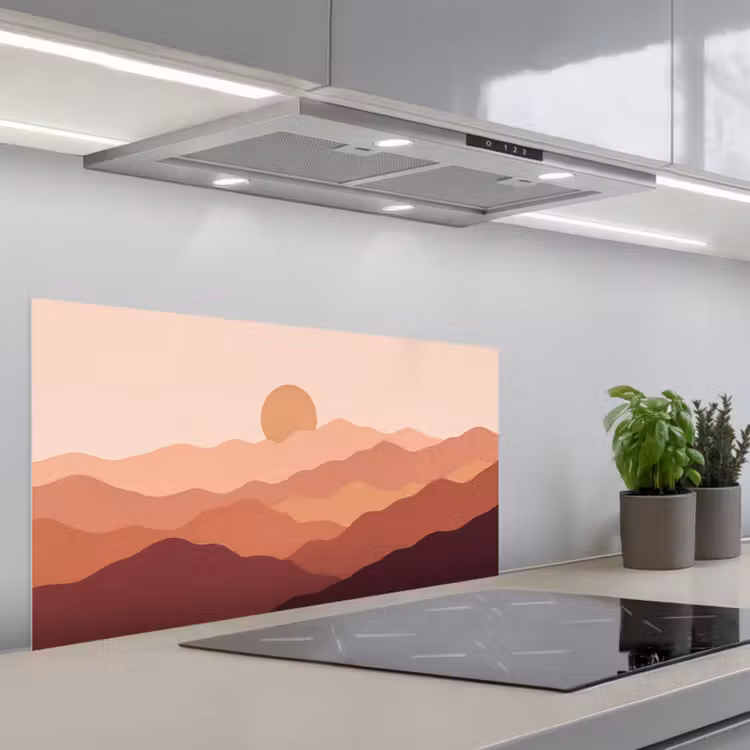Natuur - Heuvels - Abstract - Modern - Oranje keuken achterwand spatscherm middel -3d_schuin