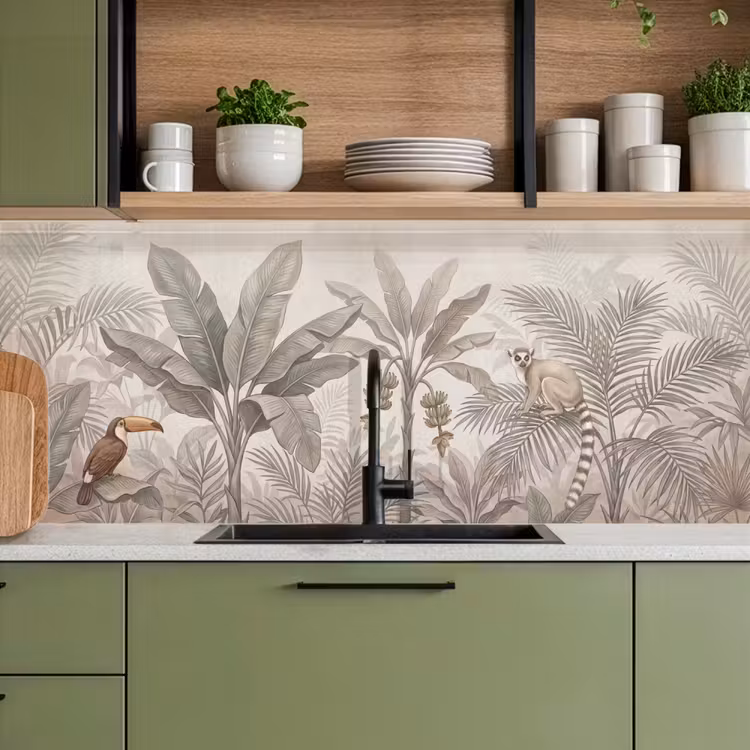 Natuur - Jungle - Ringstaartmaki - Bruin keuken achterwand 2 middel -sfeer3