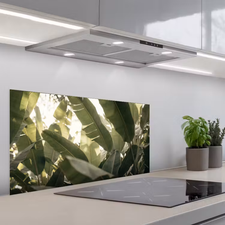 Natuur - Bladeren - Groen - Tropisch - Detail keuken achterwand spatscherm middel -3d_schuin