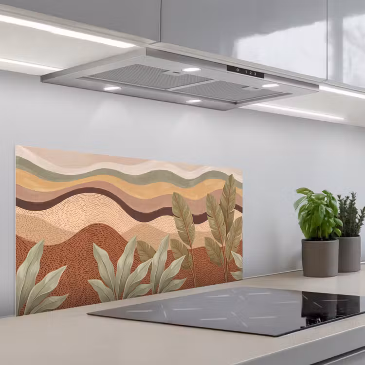 Natuur - Bladeren - Landschap - Abstract - Aardetinten keuken achterwand spatscherm middel -3d_schuin