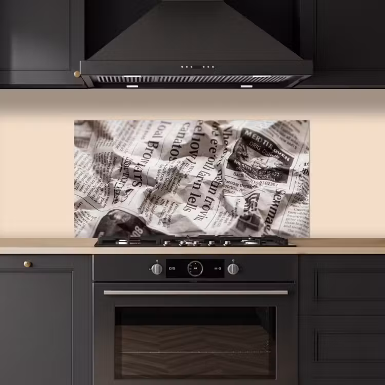 Krant - Gekreukeld - Textuur - Vintage - Zwart-wit keuken achterwand spatscherm middel -sfeer1