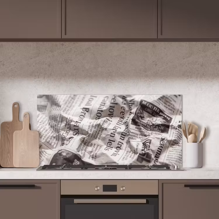 Krant - Gekreukeld - Textuur - Vintage - Zwart-wit keuken achterwand spatscherm middel -sfeer2