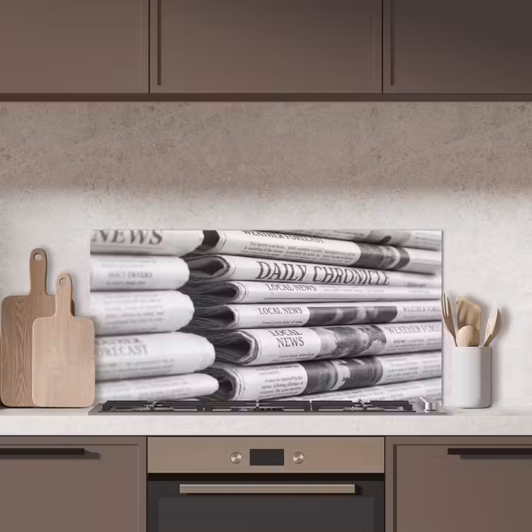 Krant - Stapel - Nieuws - Zwart-wit - Media keuken achterwand spatscherm middel -sfeer2