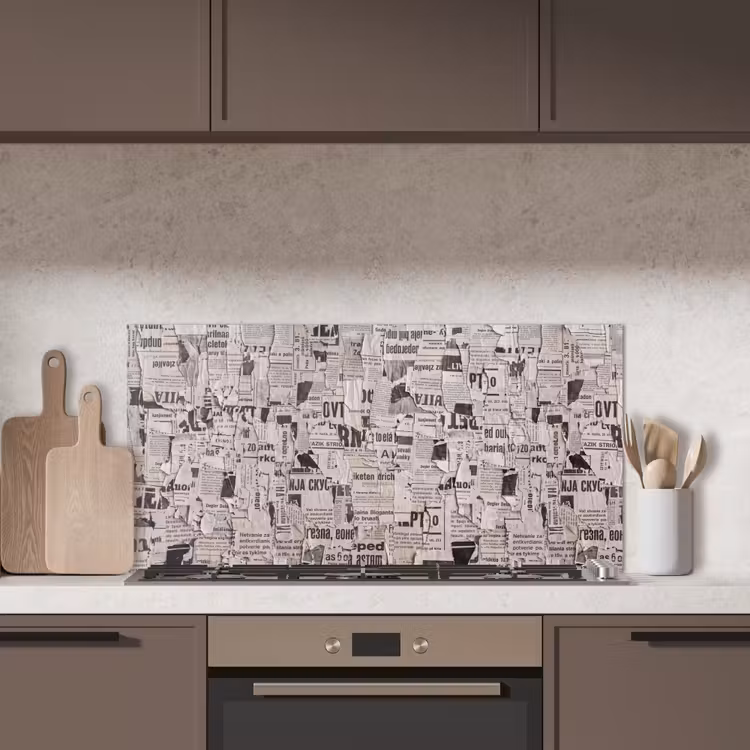 Krant - Gescheurd - Textuur - Abstract - Zwart-wit keuken achterwand spatscherm middel -sfeer2