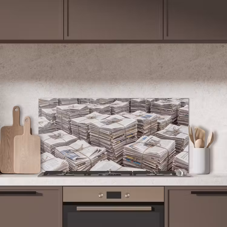 Kranten - Stapels - Touw - Informatie - Vintage keuken achterwand spatscherm middel -sfeer2