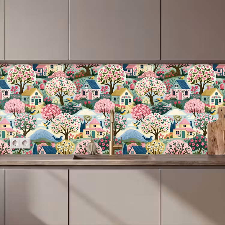 Nostalgisch - Idyllisch - Kleurrijk keuken achterwand 2 middel 871 zz_3dshopping
