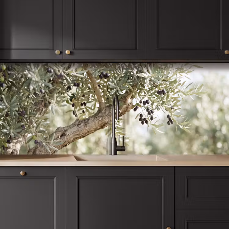 Kitchen Wall Splashback - Olive tree - branch - green - Olijfboom - tak - groen keuken achterwand 2 middel