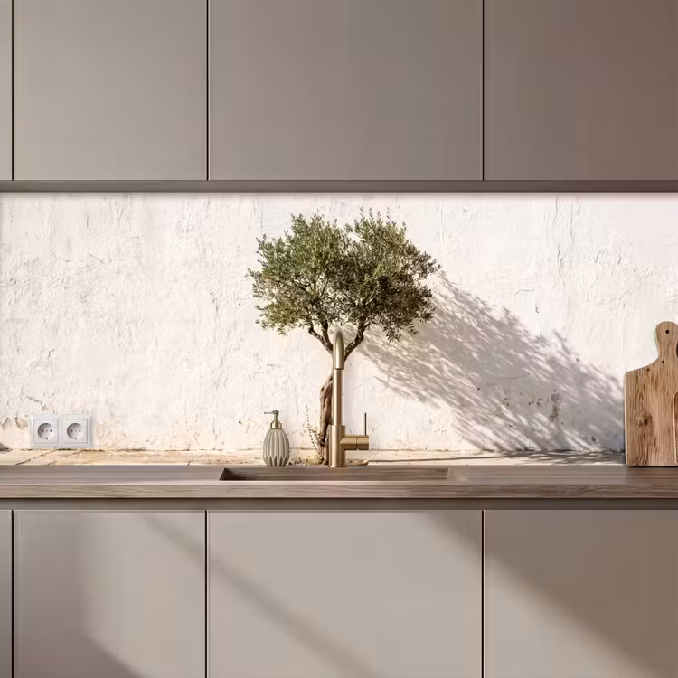 Kitchen Wall Splashback - Olive Tree - Wall - White - Olijfboom - muur - wit keuken achterwand 2 middel zz_3dshopping