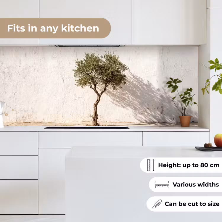 Kitchen Wall Splashback - Olive Tree - Wall - White - Olijfboom - muur - wit keuken achterwand 2 middel