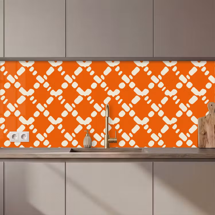 Oranje - Ruitpatroon - Wit keuken achterwand 2 middel 871 zz_3dshopping