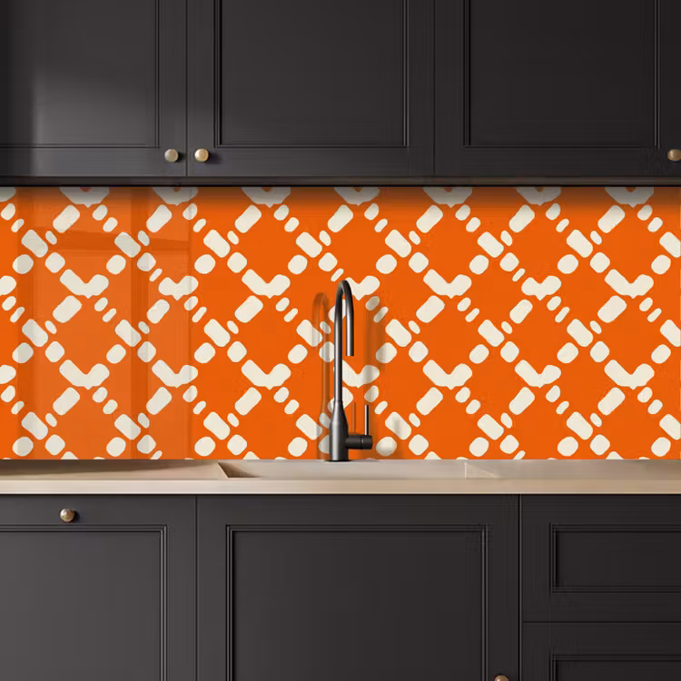 Oranje - Ruitpatroon - Wit keuken achterwand 2 middel 871 -sfeer1