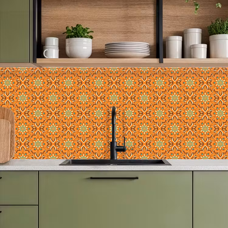 Oranje - Mandala - Design - Bohemian - Vintage keuken achterwand 2 middel 871 -sfeer3