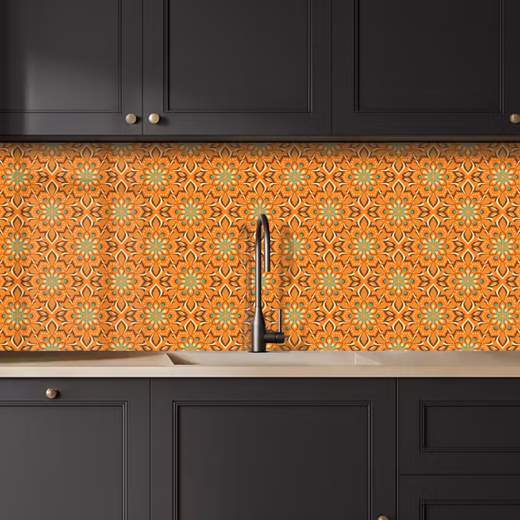 Oranje - Mandala - Design - Bohemian - Vintage keuken achterwand 2 middel 871 -sfeer1