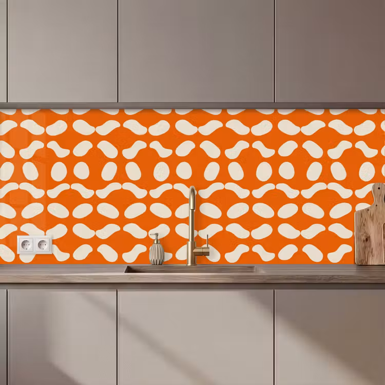 Oranje - Organische vormen - Wit keuken achterwand 2 middel 871 zz_3dshopping