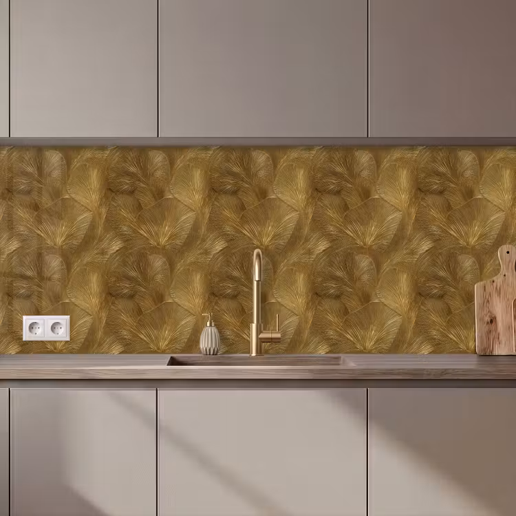 Organisch - Lijnen - Goud keuken achterwand 2 middel 871 zz_3dshopping