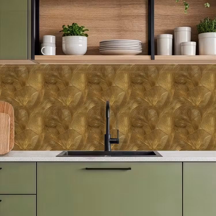 Organisch - Lijnen - Goud keuken achterwand 2 middel 871 -sfeer3