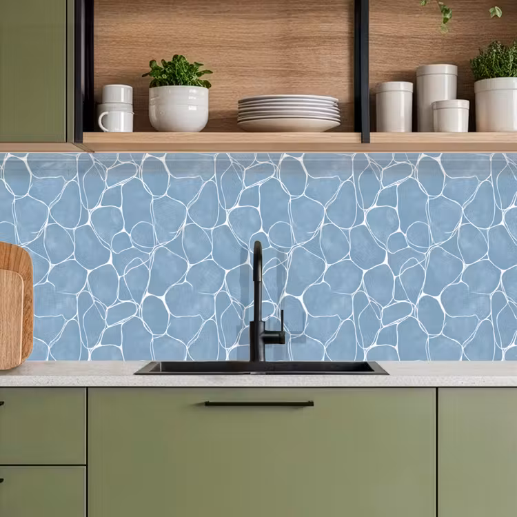 Organisch - Patroon - Blauw keuken achterwand 2 middel 871 -sfeer3