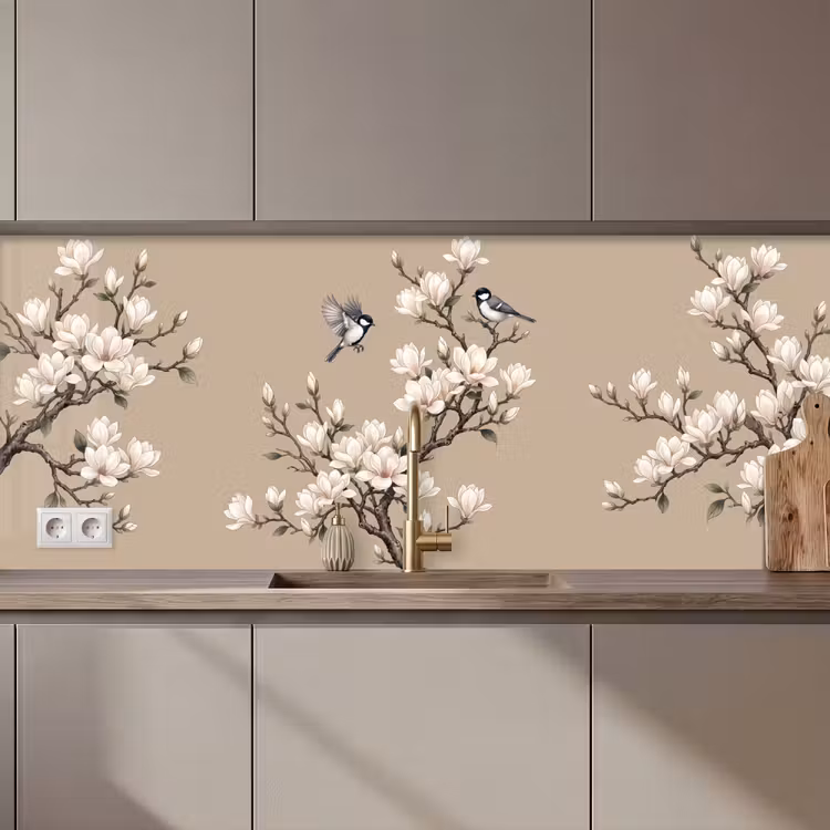 Oosters - Vogels - Beige keuken achterwand 2 middel zz_3dshopping