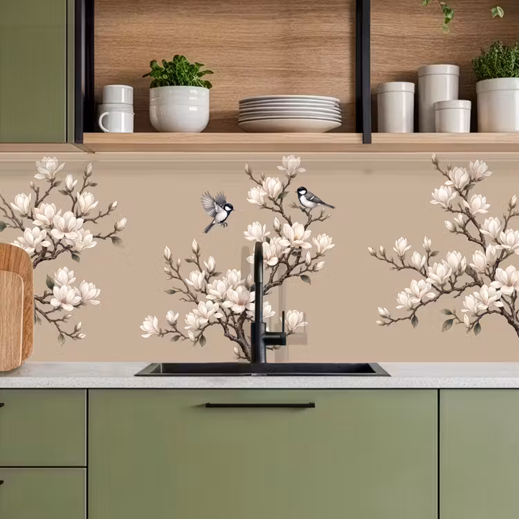 Oosters - Vogels - Beige keuken achterwand 2 middel -sfeer3