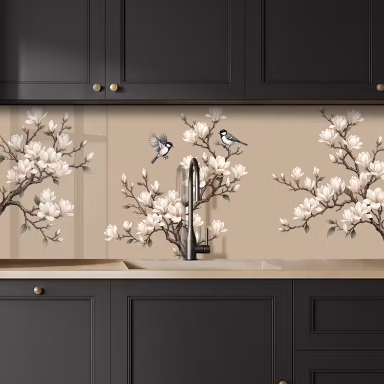 Oosters - Vogels - Beige keuken achterwand 2 middel -sfeer1