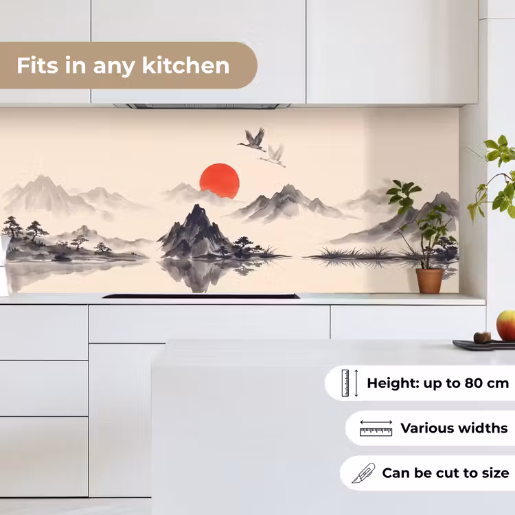 Oosters - Kraanvogels - Landschap keuken achterwand 2 middel -sfeer4_UK