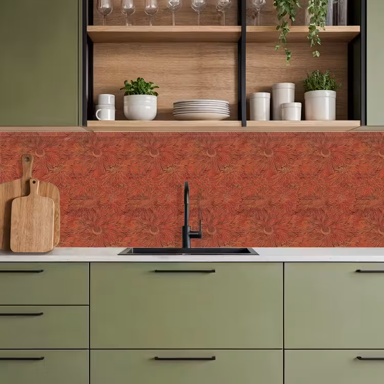 Oosters - Bloemen - Terracotta keuken achterwand 2 groot 857 -sfeer3