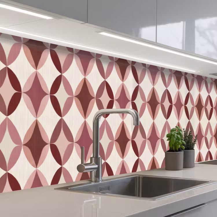Ovaal - Textuur - Roze keuken achterwand 2 groot 857 -3d_schuin
