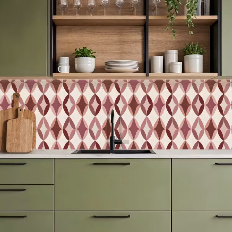 Ovaal - Textuur - Roze keuken achterwand 2 groot 857 -sfeer3