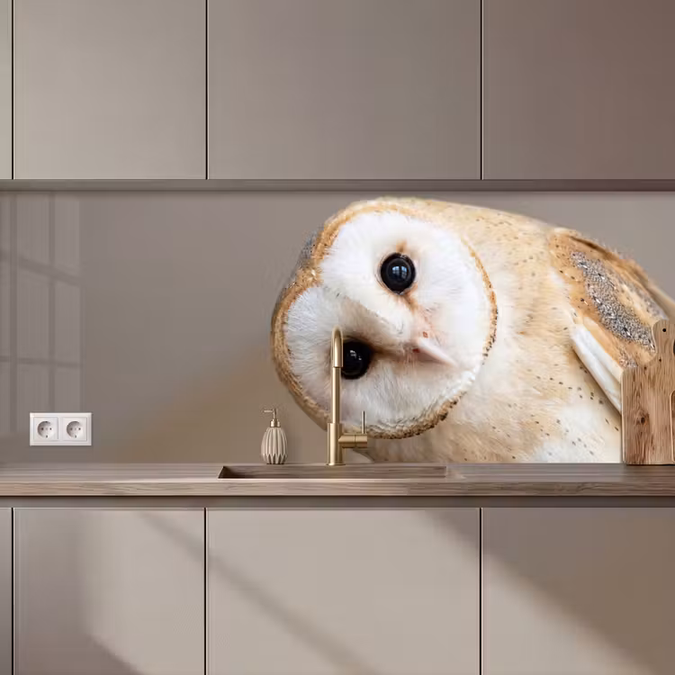 Uil - Bruin - Wit keuken achterwand 2 middel zz_3dshopping