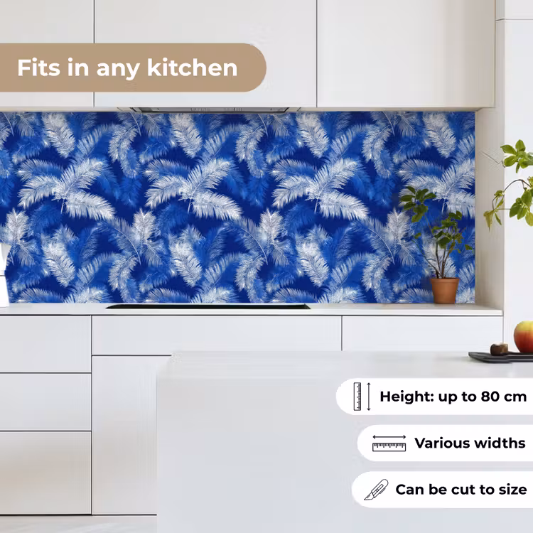 Palmblad - Patroon - Blauw keuken achterwand 2 middel 871 -sfeer4_UK