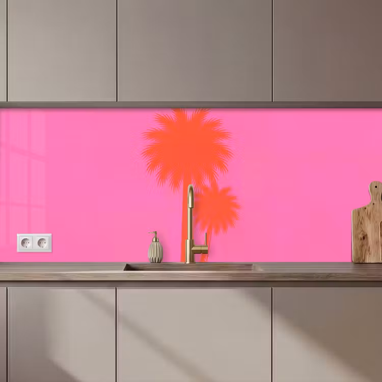 Palmbomen - Modern - Roze keuken achterwand 2 middel zz_3dshopping