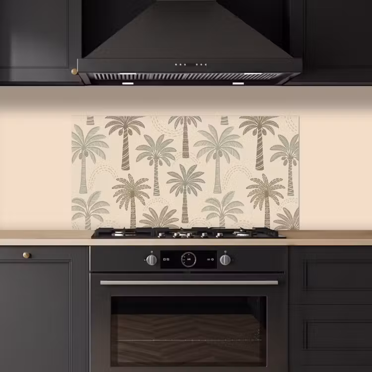 Palmbomen - Patroon - Tropisch - Beige keuken achterwand spatscherm middel -sfeer1