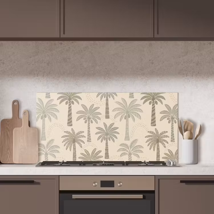 Palmbomen - Patroon - Tropisch - Beige keuken achterwand spatscherm middel -sfeer2