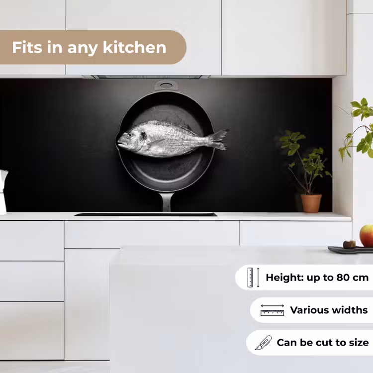 Pan - Vis - Zwart - Wit keuken achterwand 2 middel -sfeer4_UK