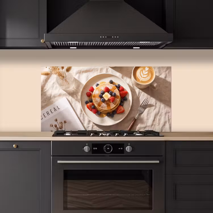 Pannenkoeken - Bessen - Ontbijt - Modern - Beige keuken achterwand spatscherm middel -sfeer1