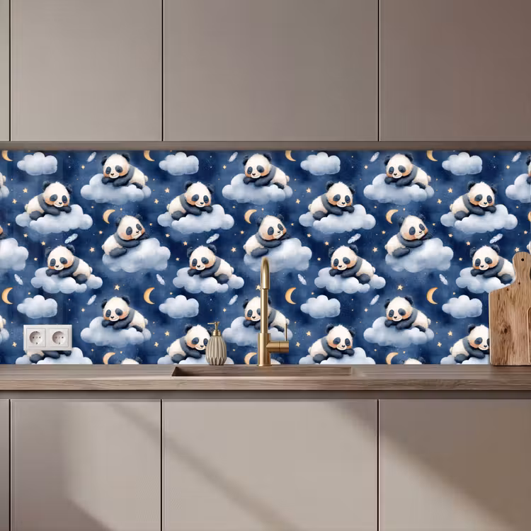 Panda's - Slapen - Blauw keuken achterwand 2 middel 871 zz_3dshopping